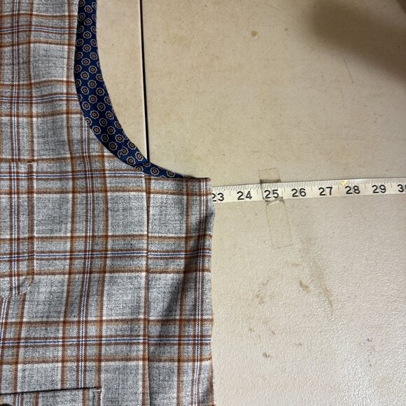 Murano Men’s Plaid Suit Vest – Size XL – Brown & Gray Checkered - Picture 8 of 10